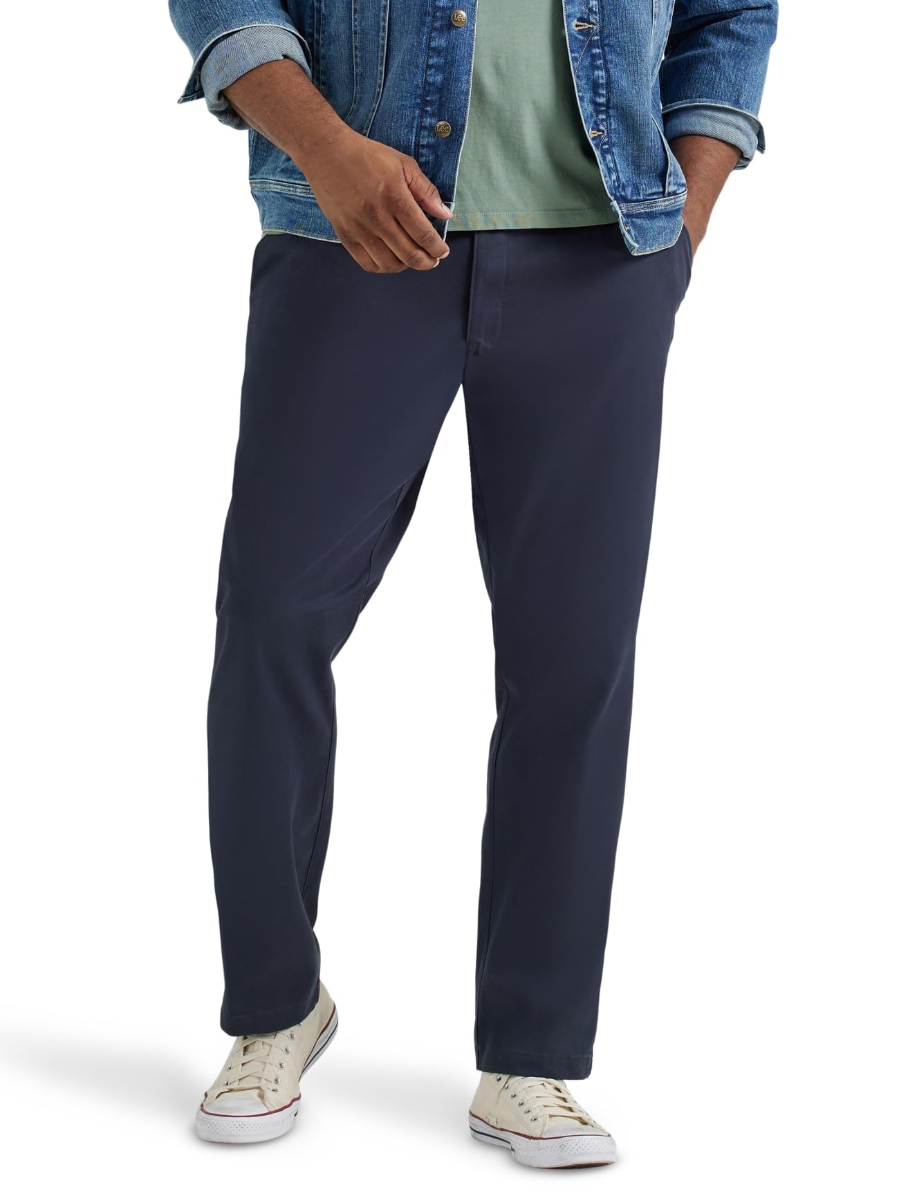 Lee Men's Big & Tall Extreme Motion Flat Front Relaxed Taper Pant Navy 52W x 29L Image