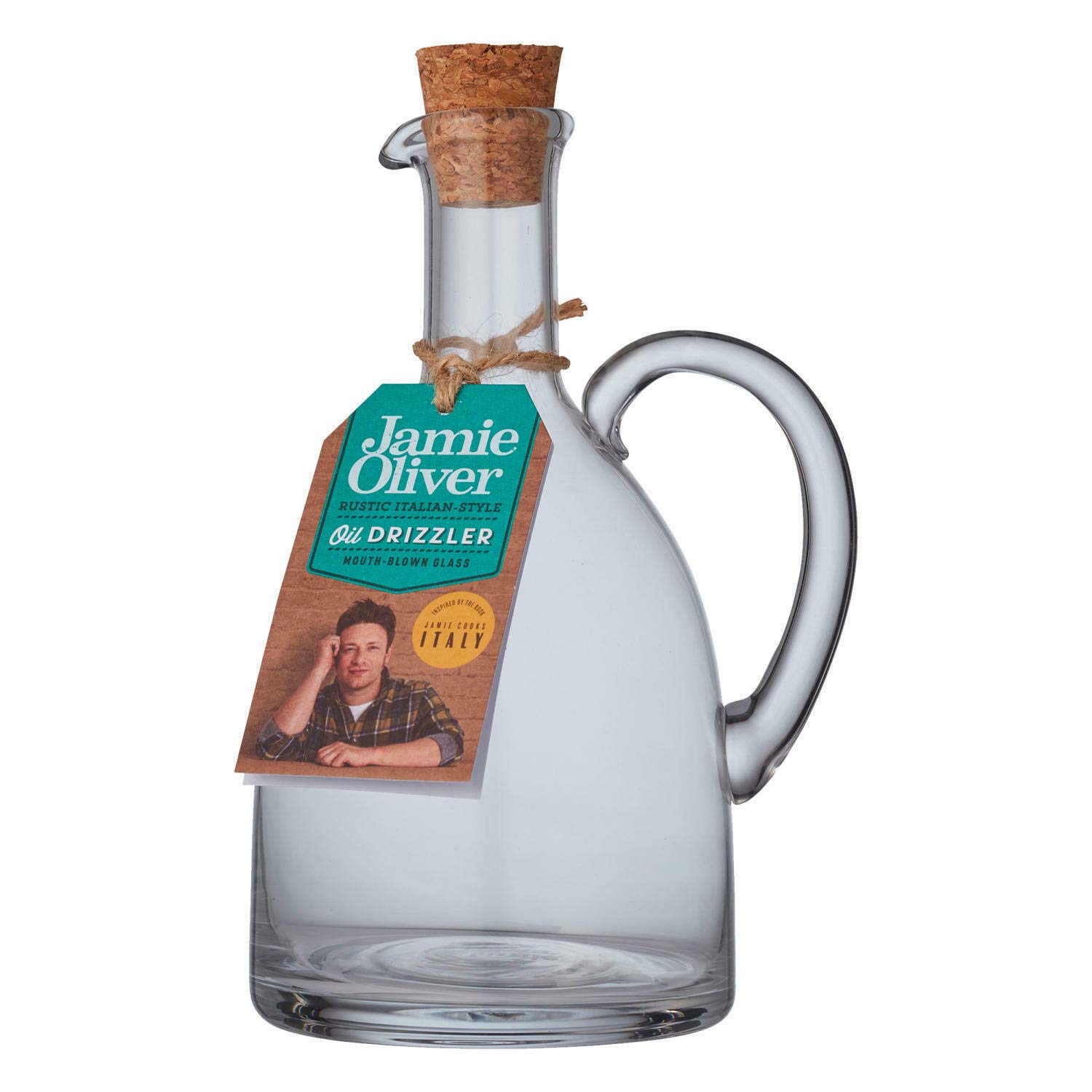 Jamie Oliver - Rustic Italian Oil Dispenser with Cork Stopper - Clear Glass - 650ml