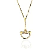 Uniquely Quaint Elegant Half Horsebit Pendant Necklaces in Silver & 18K Gold over 925 Sterling Silver. Minimalist & Dainty Horse Snaffle Jewelry Gift for Her