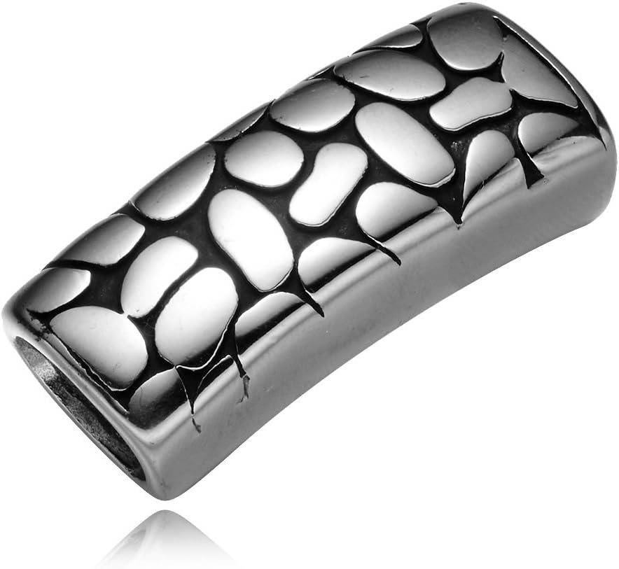 REAMOR 5Pcs Stainless Steel 12x6mm Spots Big Hole Square Charm Beads for Jewelry Making DIY Bracelets