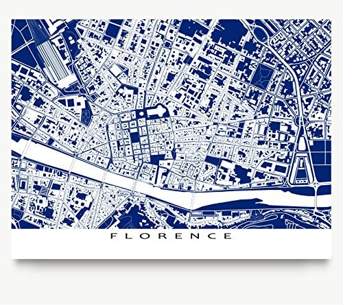 Florence Italy Map Print, Europe City, Blueprint Art, Buildings
