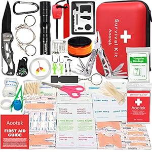 Aootek Upgraded first aid kit Emergency survival Kit. earthquake survival kit Trauma Bag for Car Home Work Office Boat…