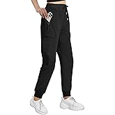 Buauty Womens Hiking Pants Pocketed Cargo Joggers Lightweight Quick Dry Waterproof Pants Elastic Waist Casual Travel Leggings Black