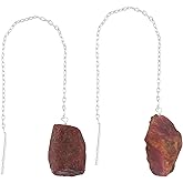 Shivangi Gems Natural Raw Gemstones Threader Earrings, Handmade Dangling Earrings for Women, Silver Plated Earrings, Rough Stones Healing Crystals, Women Jewelry, Gift For Her