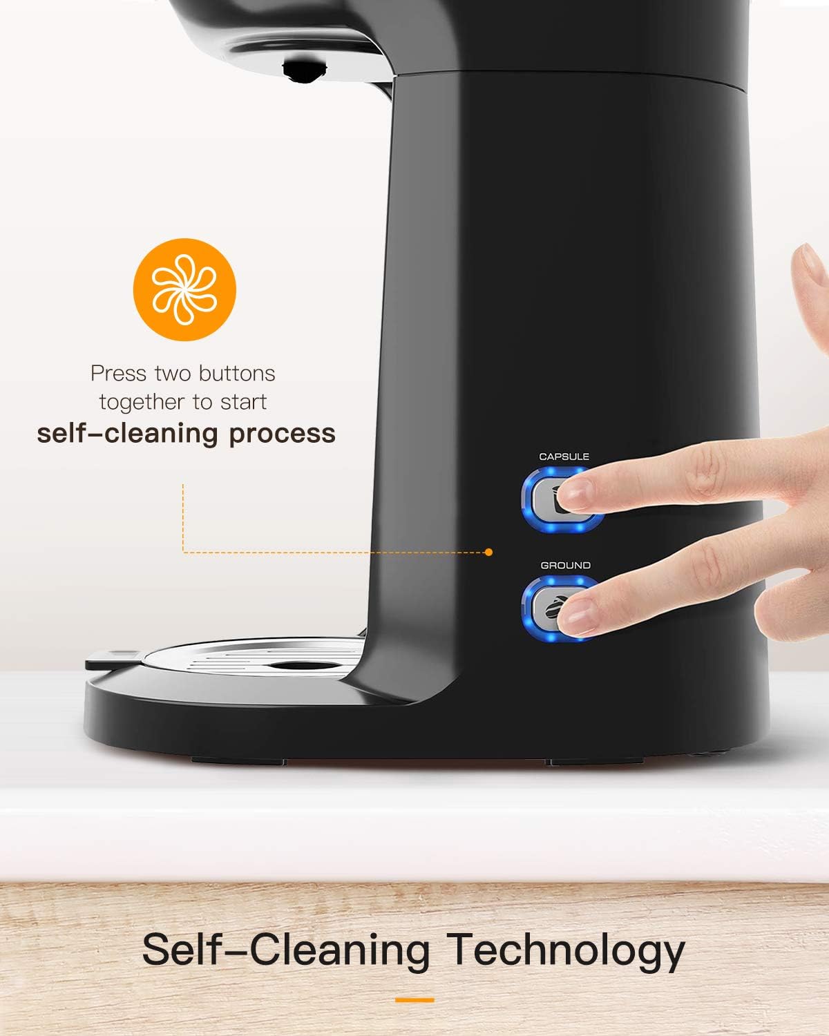 Sboly Single Serve Coffee Maker Brewer for K-Cup Pod & Ground Coffee Thermal Drip Instant Coffee Machine with Self Cleaning Function, Brew Strength Control: Kitchen & Dining