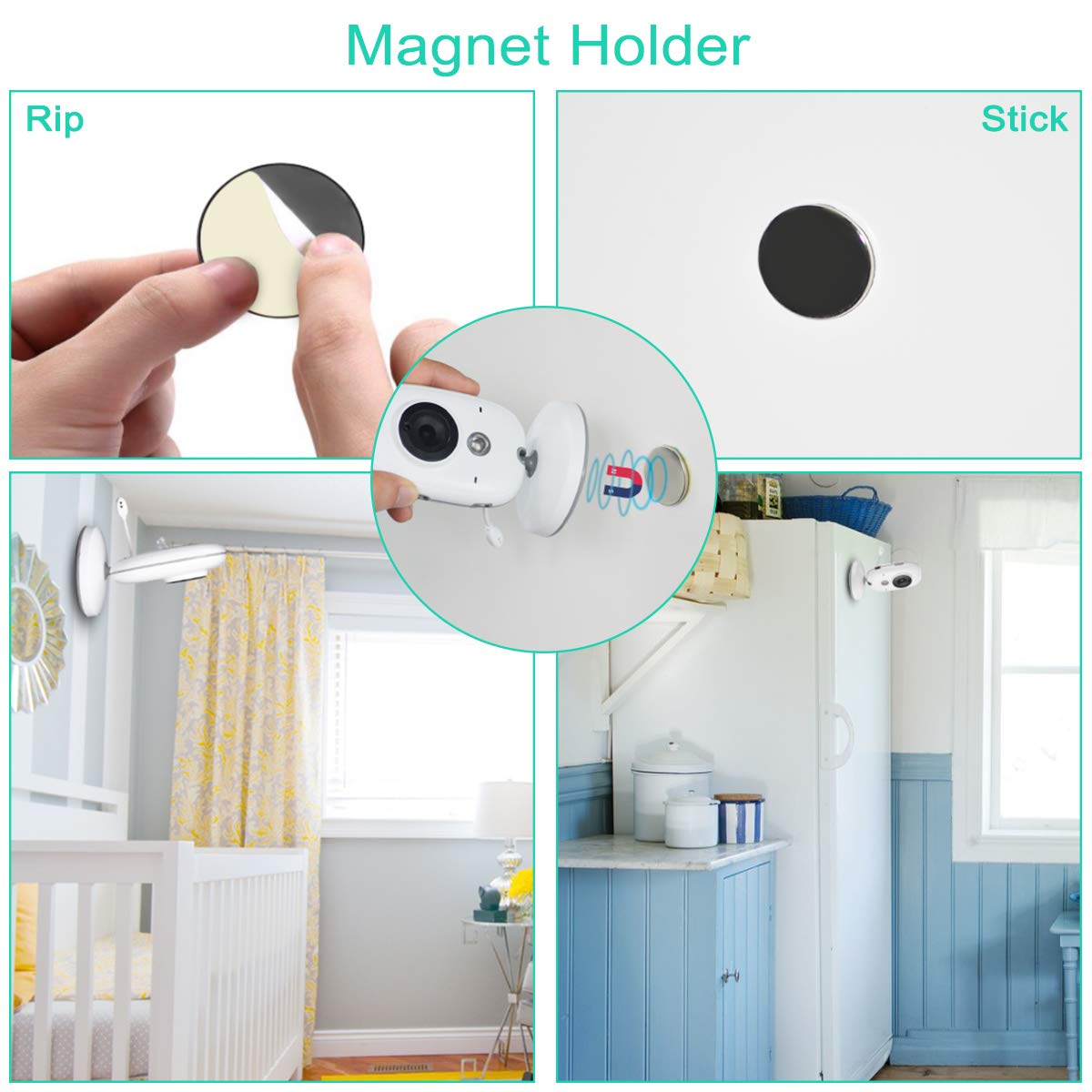 Baby Monitor with Camera 3.2\'\' LCD Baby Security Camera with 2PCS High Capacity Batteries,Magnet Holder,Two-Way Audio,960ft Range,Night Vision,Room Temperature,Lullabies for Baby,Nanny,Elderly,Pet