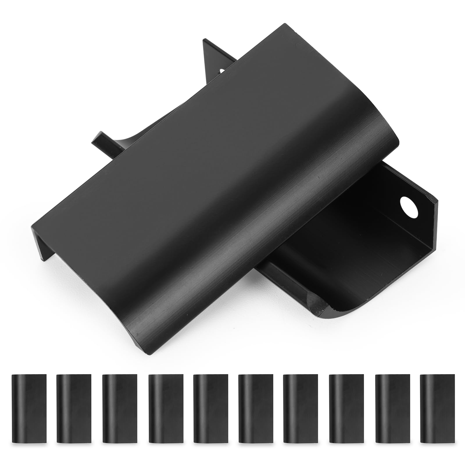 Powerruif 213P0004 10 Pcs Black Hidden Wardrobe Handles, Hidden Wardrobe Handles, Hidden Handles for Bedroom Wardrobe with Screws, Furniture Handles Suitable for Kitchen Cabinet Drawers (80mm)