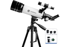 YUANZIMOO Telescope 70 mm Aperture 400 mm Refractor Astronomical Portable Telescope for Kids Adults Beginners with Tripod White