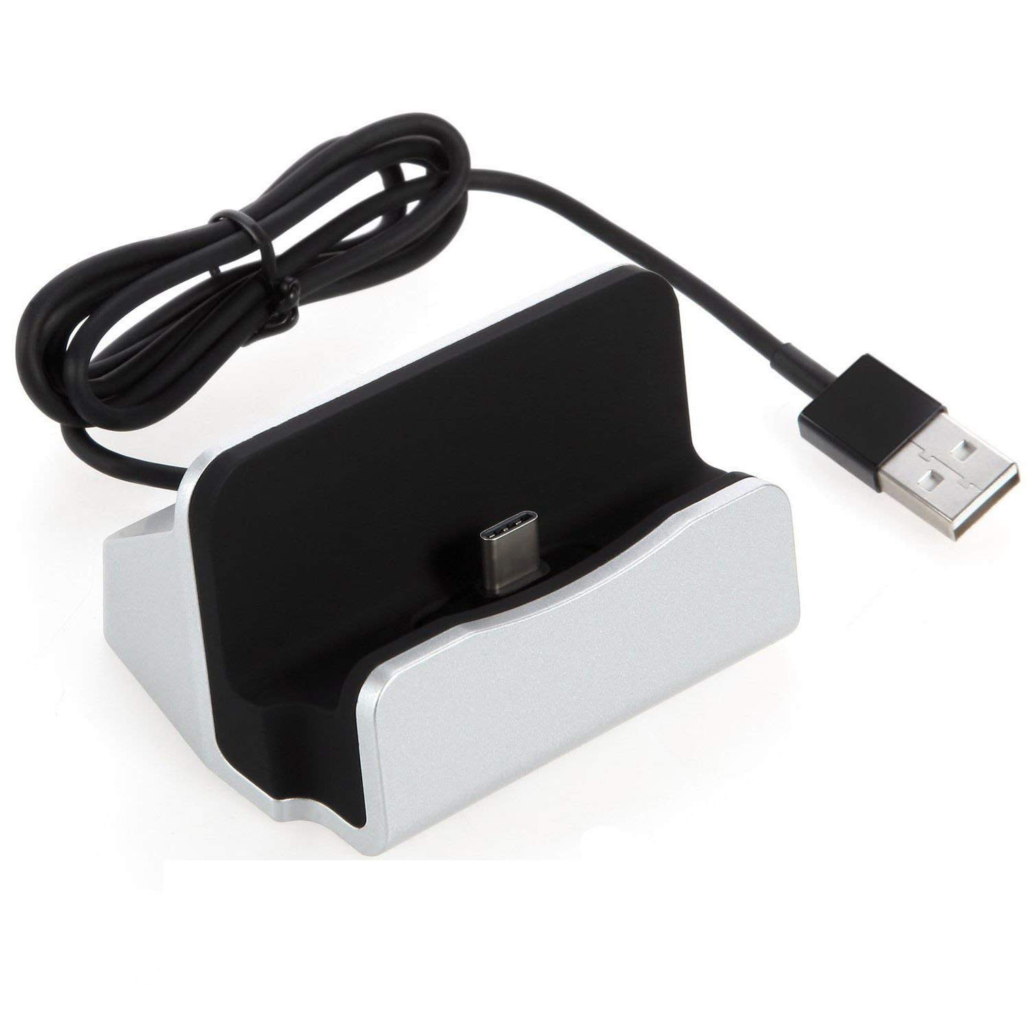 YooGoal USB Type C Charging Dock, Type-C Docking Station Fast Charger & Sync Stand for All USB-C MobilePhones and More Type C Devices - Silver