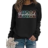 NAKAEOE Registered Nurse Sweatshirt Women RN Nurse Long Sleeve Graphic Shirts Nursing School Student Pullover Tops