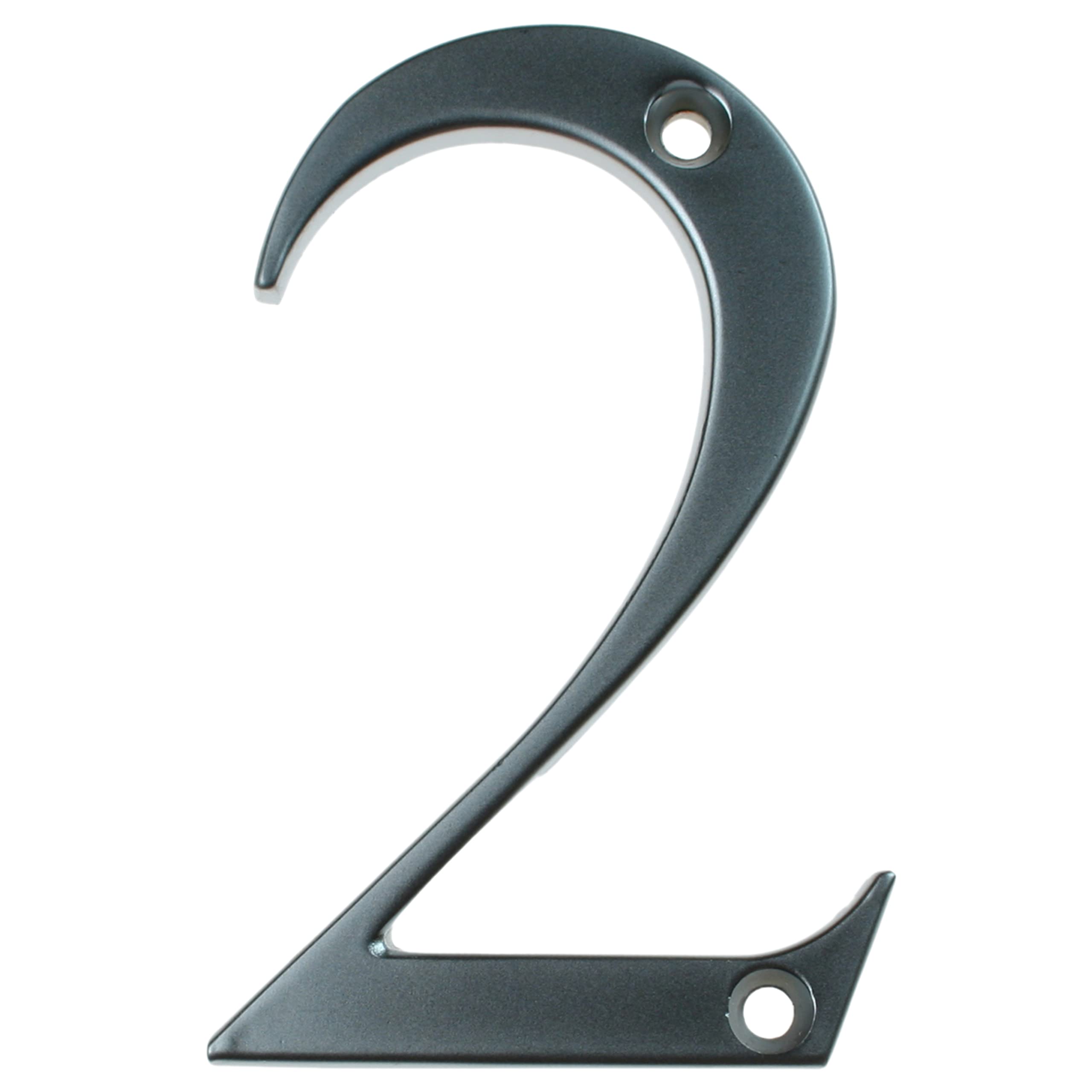 IRONZONE® Door Number 2, 80x50x4 mm in Satin Chrome House Number, Door Number, help signpost your home to potential deliveries or guests, clean and clear design