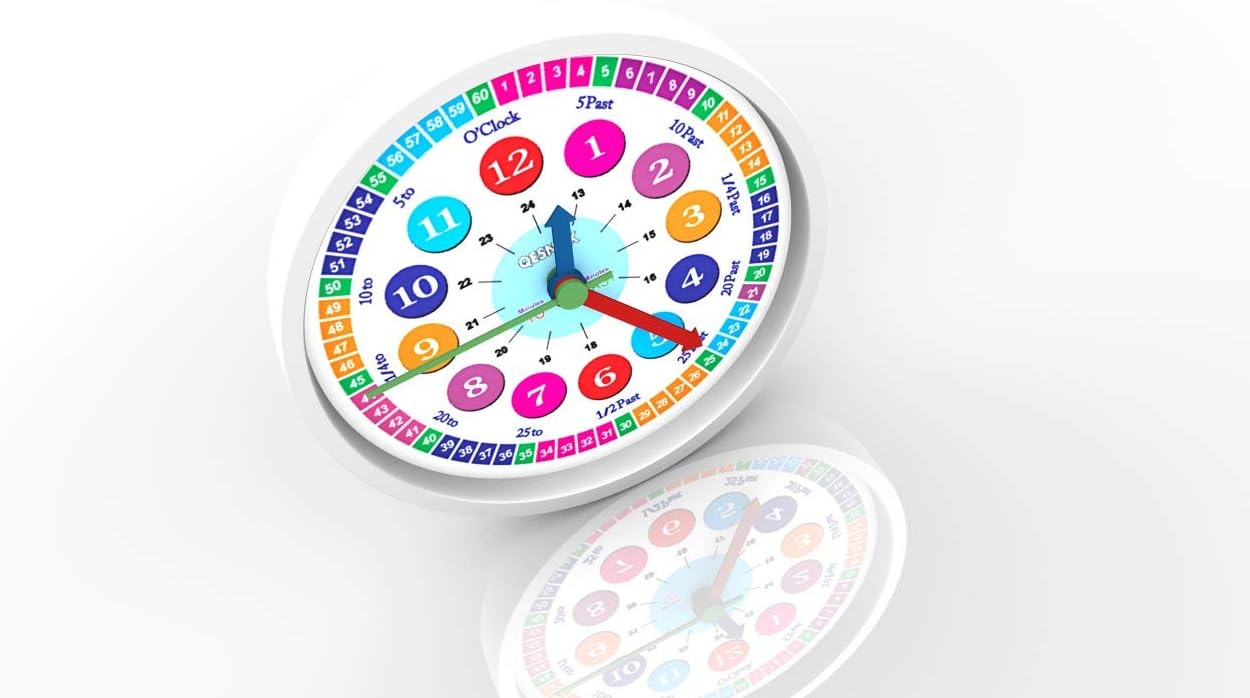 Qesnox Kids Wall Clock - Silent, Non-Ticking Time Teacher for Kids Bedroom & Office. Teaches, Reads & Learns Time Telling (30CM) - Image 5