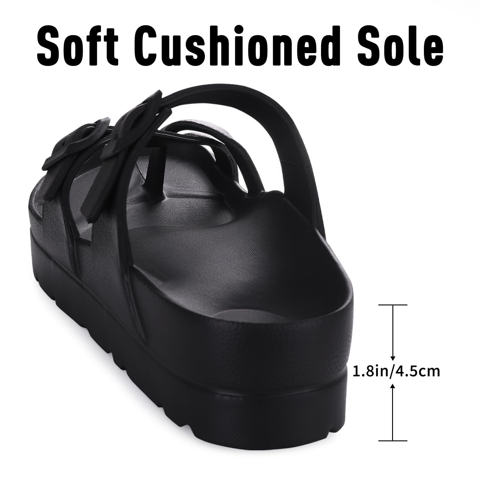 Women's Platform Sandals with Arch Support Comfortable Foam Slides Summer Beach Sandals with Adjustable Buckle