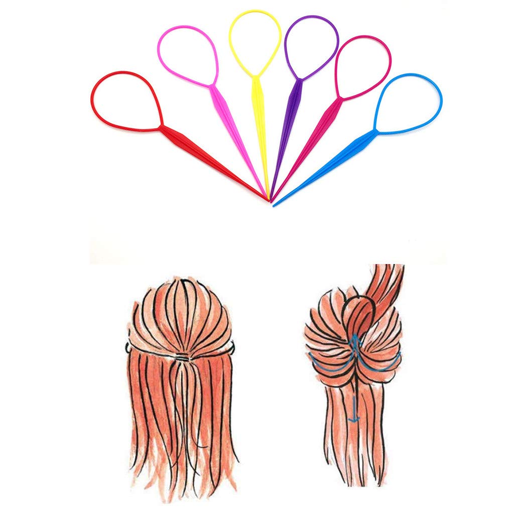 WJood 14 Pieces Plastic Magic Topsy Hair Braid Accessories Ponytail Maker Clip Tool Hair Styling Accessories, 7 Colors, Totally 7 Pairs : Beauty