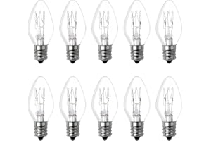 LSE Lighting® 15W E12 Replacement Bulbs – Box of 10 | 120V C7 Clear Glass Warm Light Bulbs for Scentsy Plug-in Wax Warmers, N