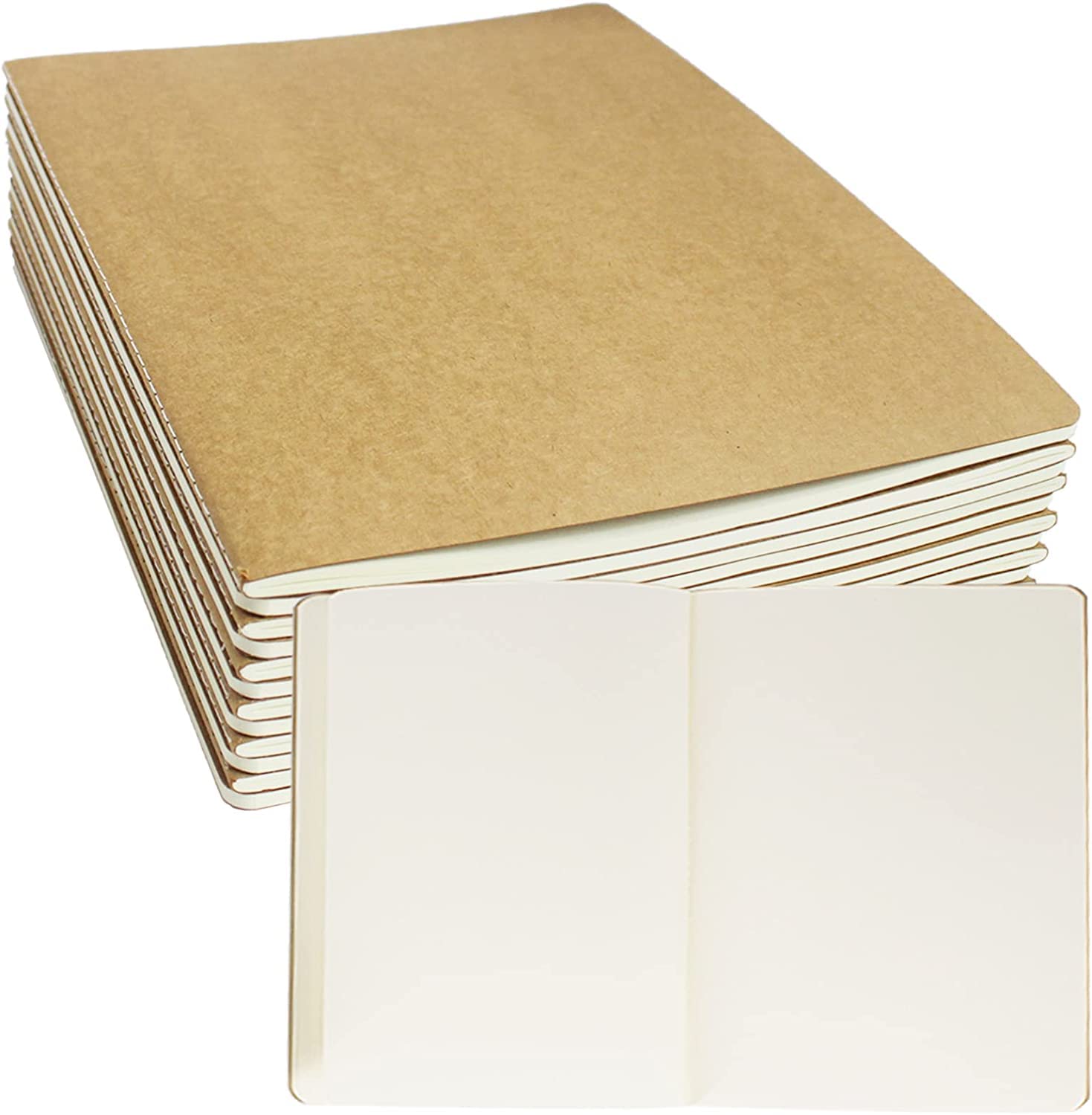 ZMCYN 12 Pack 8.5"x11" Sketchbook Blank Notebook Journal, APProach A4 Size Kraft Cover Notebooks for College Students, Teacher, Kids (30 Sheets, 60 Pages Each Sketch Book)