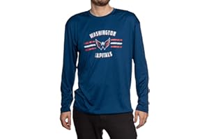 Calhoun Men's Officially Licensed NHL Distressed Lines Long Sleeve Performance Rashguard Wicking Shirt