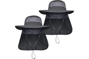 LCZTN Mens UPF 50+ Sun Protection Safari Cap Wide Brim Fishing Hiking Hat with Neck Flap for Garden Work