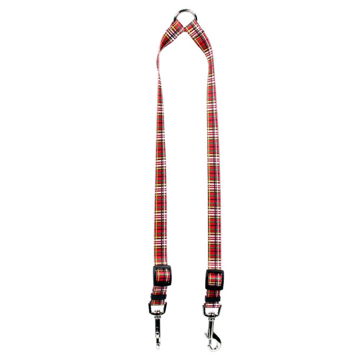 Yellow Dog Design Tartan Red Coupler Dog Leash-Size Small-3/8 inch wide and 9 to 12 inches long