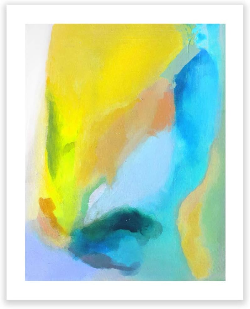 Humble Chic Wall Art Prints - Unframed HD Printed Beach Picture Poster Decorations for Home Decor Living Dining Bedroom Bathroom College Dorm Room - Blue & Yellow Abstract, 16x20 Vertical