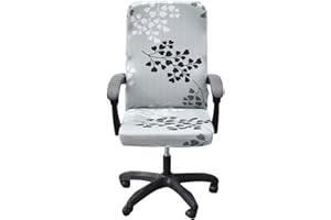 NILUOH Stretch Office Chair Cover with Zipper Printed Computer Chair Cover for Armrest Chair Universal Removable Spandex Rotating Boss Chair Slipcovers Soft Desk Chair Seat Protector for Dogs, Cats (L, 27)