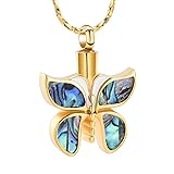 Imrsanl Abalone Shell Cremation Jewelry Butterfly
