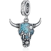 Yorionke Western Cow Charm 925 Sterling Silver Western Turquoise Jewelry Charm for Bracelets Western Jewelry Gifts for Women