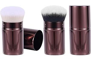 2pcs Travel Face Blusher Brush, Retractable Make up Brush Portable Foundation Sunscreen Smudge Tool Cosmetics Supply for Blen