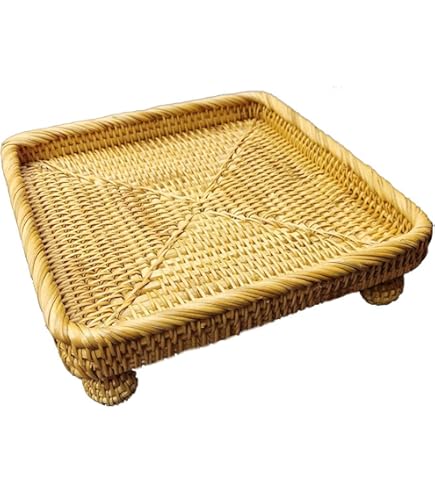 KOUBOO Round Rattan Charger Plates - Set Of 2, Honey Brown, 12.5 Inch Woven Dinner Plate Decor