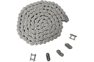 AZSSMUK 420 Motorcycle Chain Carbon Steel Material + 5 Connecting Links,420 Standard Roller Chain for 110cc 125cc Dirt Pit Bike ATV Quad Go Kart Scooter (90 Link)