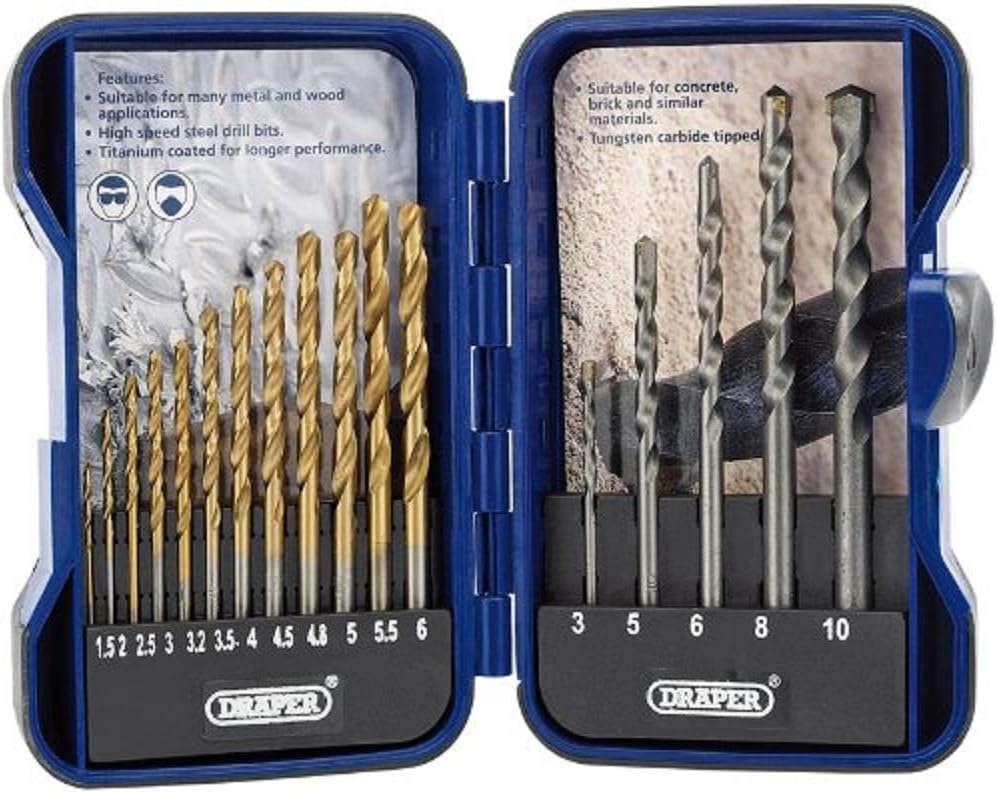 Draper 18551 Metric HSS and Masonry Drill Bit Set 17 Piece