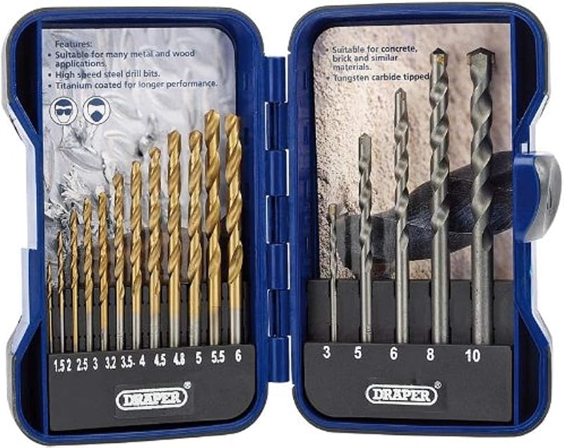 Draper 18551 Metric HSS and Masonry Drill Bit Set 17 Piece