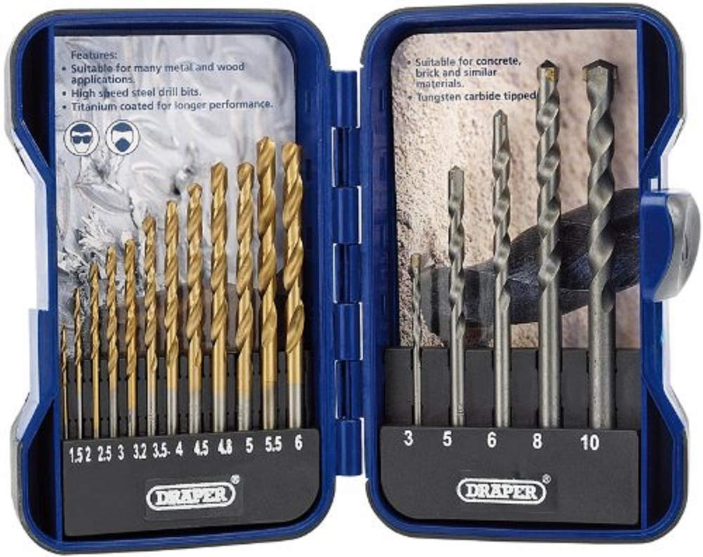 Draper 18551 Metric Combined HSS and Masonry Drill Bit Set (17 Piece)