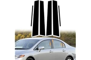 AMSPRAC Car Door Window Pillar Posts Trim,Outer Pillar Post Panel Covers fit for Honda Civic 8th Gen Sedan 4Doors 2006 2007 2008 2009 2010 2011,Door Pillar Moldings Covers,Glossy Black 6PCS