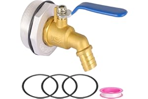 Ceaeso 2"Drum Faucet 1 inch Brass Barrel Faucet for 55 Gallon Drum, 55 Gallon Steel/Plastic Drum,rain Barrel Faucet, with EPDM Washer
