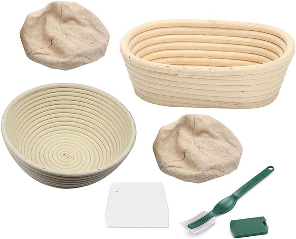 Bread Proving Baskets,6Pcs Bread Banneton Proofing Basket Baking Bowl Dough with Removable Liner and Scraper Tool for Bakers Proving Baskets