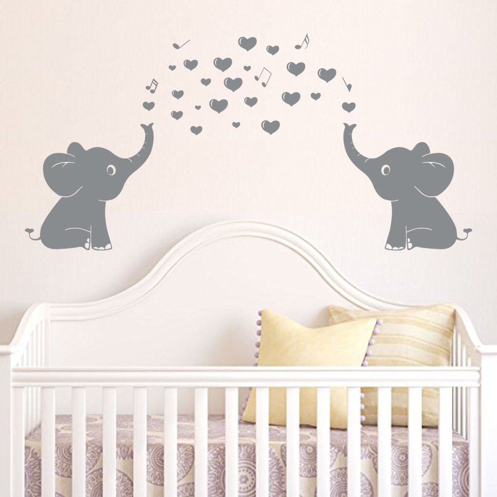 Personalized Elephant Hearts Name Wall Decal Elephant