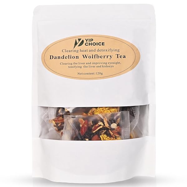 NATURAL DANDELION WOLFBERRY TEA, SUPPORTS KIDNEYS & LIVER HEALTH WITH A NATURAL BLEND OF SEVEN HERBAL INGREDIENTS 12 COUNT (120G)