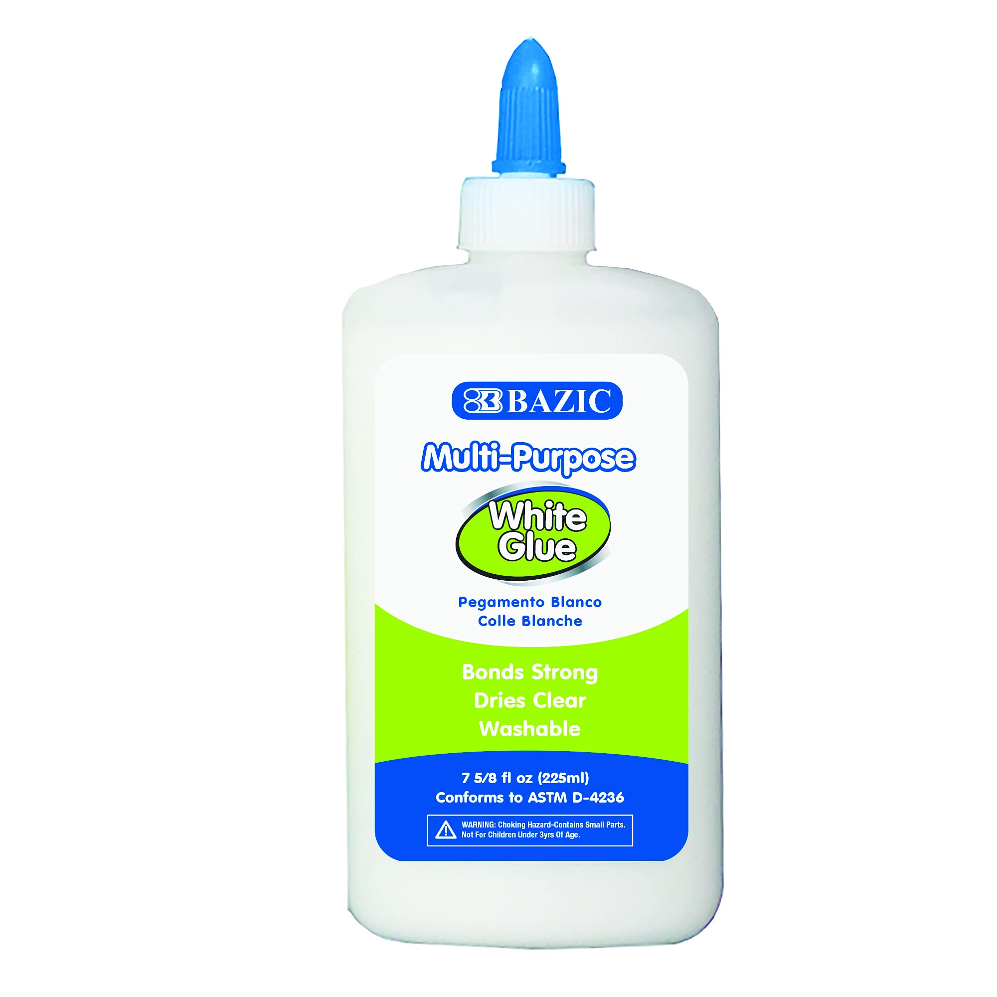 BAZIC Jumbo White Glue 7.62 Oz. (225 mL), All Purpose Adhesive Bond Photo DIY Craft Slime Making, for Office School Home Art Projects, 1-Pack