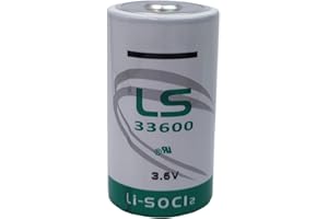 3.6V LS33600 Battery D Size 17000mAh 3.6V Lithium Thionyl Chloride Battery (3.6 Volt, 17 Ah, Non-Rechargeable)