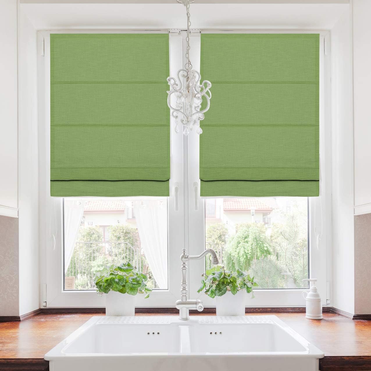 TWOPAGES Linen Blend Roman Shade Roman Blinds for Windows