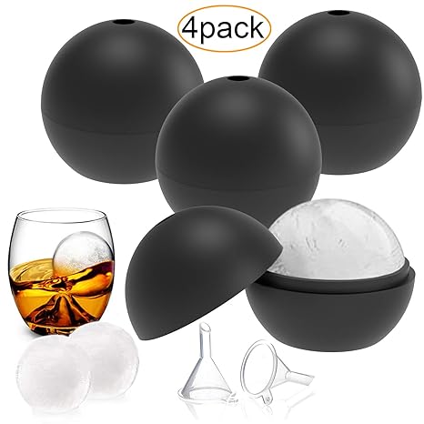 YHmall 4 Pack Eiswürfelform Silikon Eiskugelform Eiswürfelbehälter Eiswürfel, Eiswürfelbehälter für Familie, Partys und Bars 