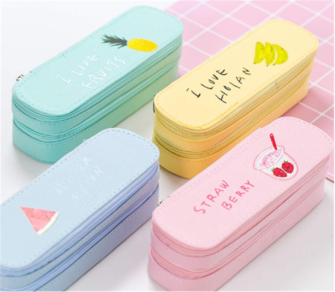 Amazon セイーワイ 韓国風 文房具 二段 果物柄 ペンケース 鉛筆ケース ポーチ 筆箱 筆入れ かわいい 文房具 ケース キャンバス 男女兼用 収納 ペン入れ イエロー F 文房具 オフィス用品 文房具 オフィス用品