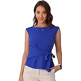 Allegra K Side Tie Tops for Women's Dressy Wrap Work Elegant Cap Sleeve Blouse