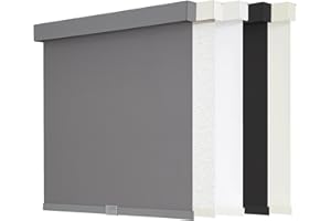 AOSKY 100% Blackout Roller Shades Cordless Blinds for Windows, Free-Stop Shades with Valance, Thermal Insulated Fabric, UV Protection, Natural Woven Blinds for Home and Office (50" W x 72" H, Grey)