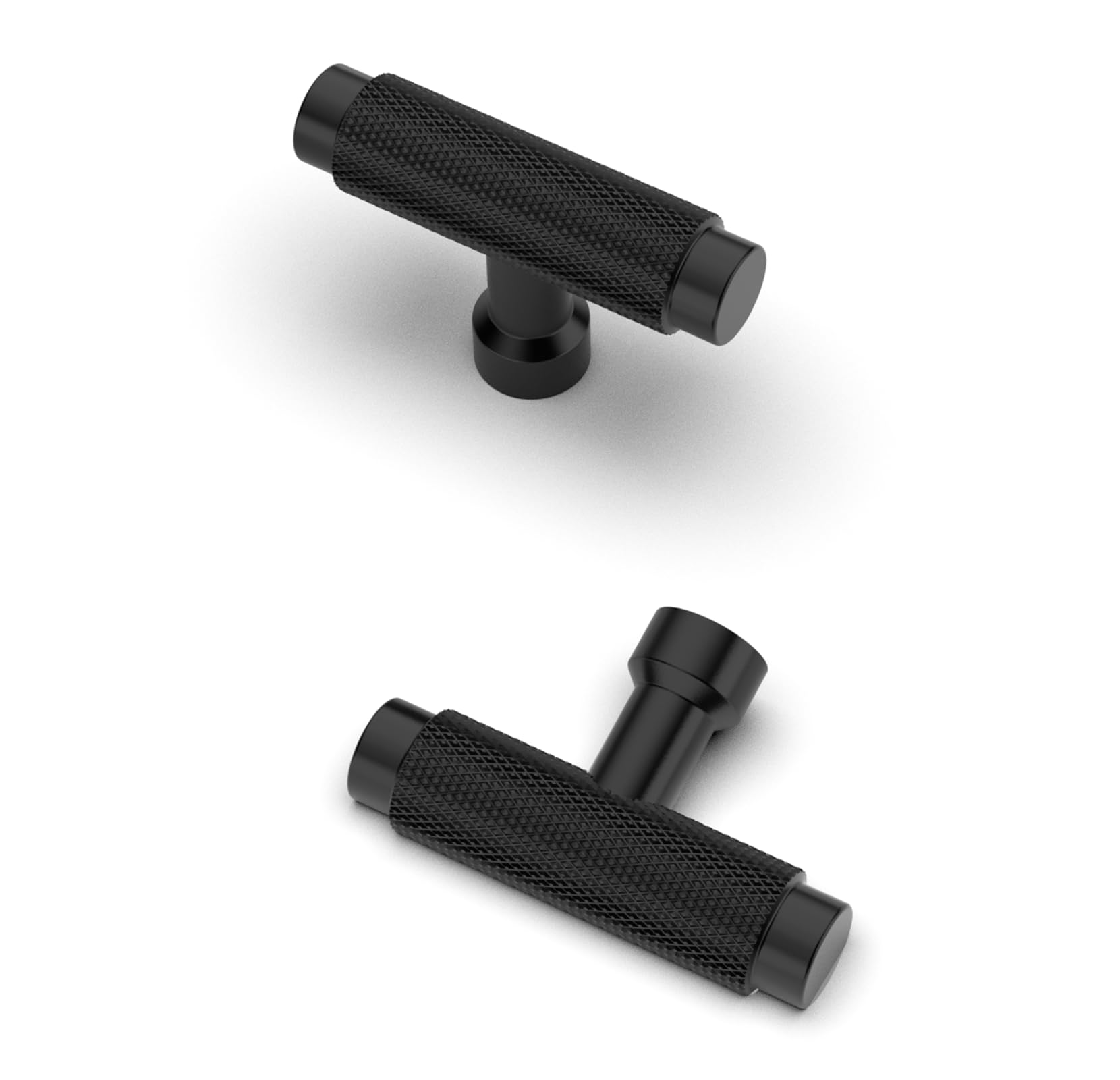 Furniware Pack of 10 Modern Solid Furniture Handles - Black, Single Hole Door & Drawer Knobs for Kitchen, Wardrobe & Cupboard