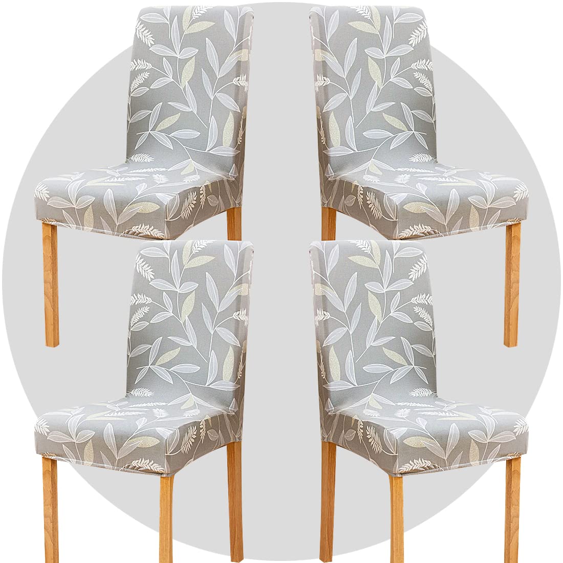 TOMMO Dining Room Chair Covers Set of 4, Stretch Removable Washable Spandex Dining Chair Slipcovers Protectors, Kitchen Chair Covers for Dining Room Party Hotel Ceremony Banquet(Summer bamboo leaves)