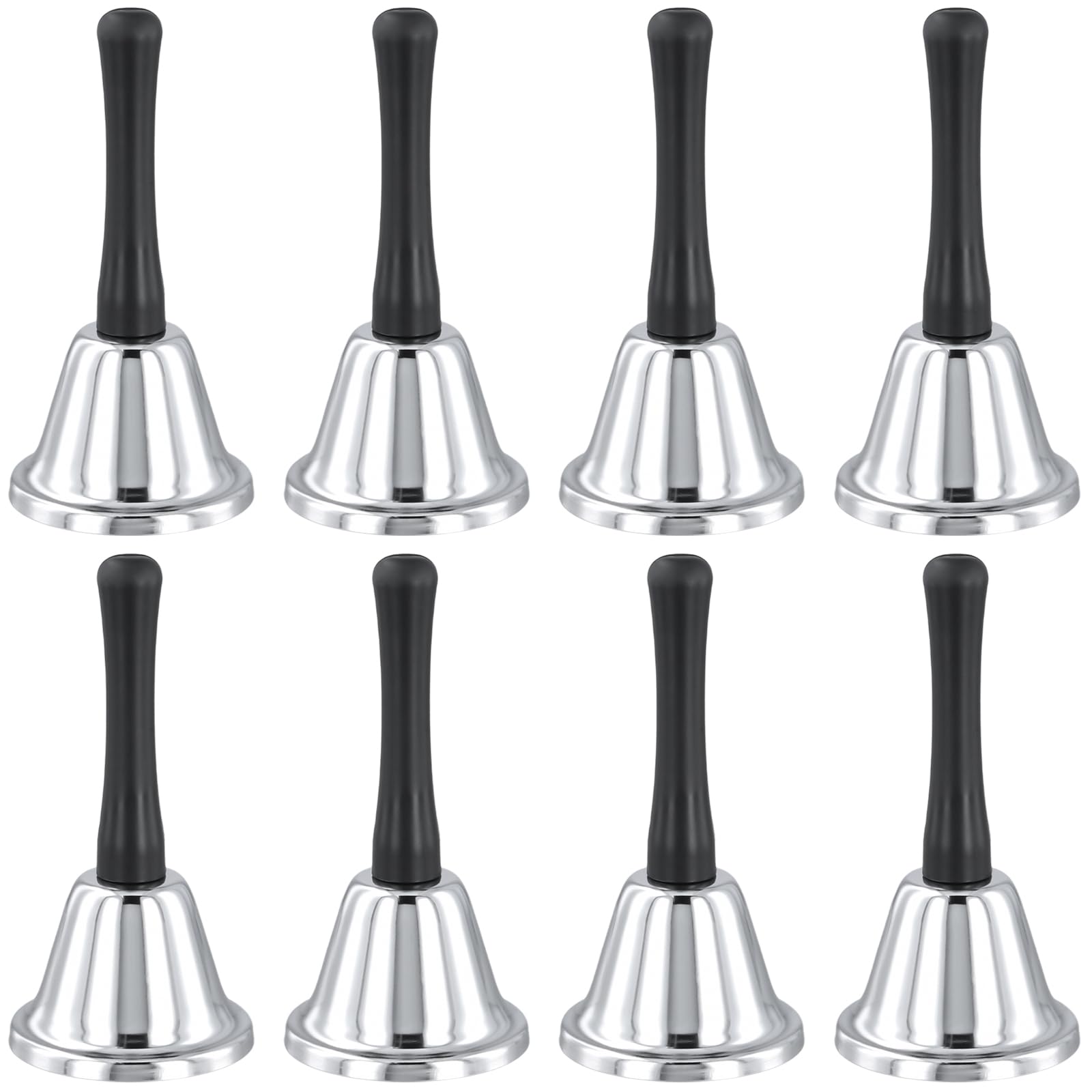 HONYUET 8PCS Stainless Steel Hand Bell, Small Metal Loud Handheld Bell for Christmas Service Restaurant Hotels Reception