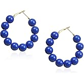 Vavhoo Beaded Hoop Earrings for Women Bohemian Bead Earrings Mixed Color Dangle