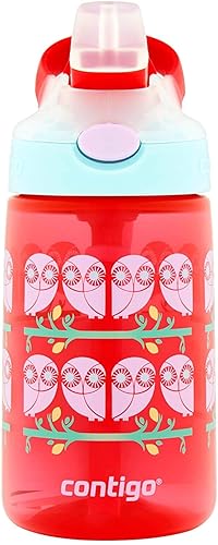 Contigo AUTOSPOUT Straw Gizmo Flip Kids Water Bottle, 14 oz, Ruby